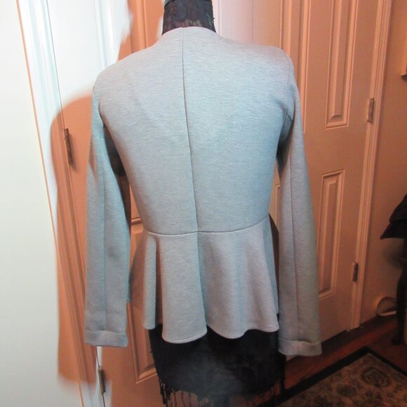 TopShop Peplum V Neck Zip Front Jacket Heather Gray US 10 EUC Long Sleeve Blazer - Picture 5 of 16